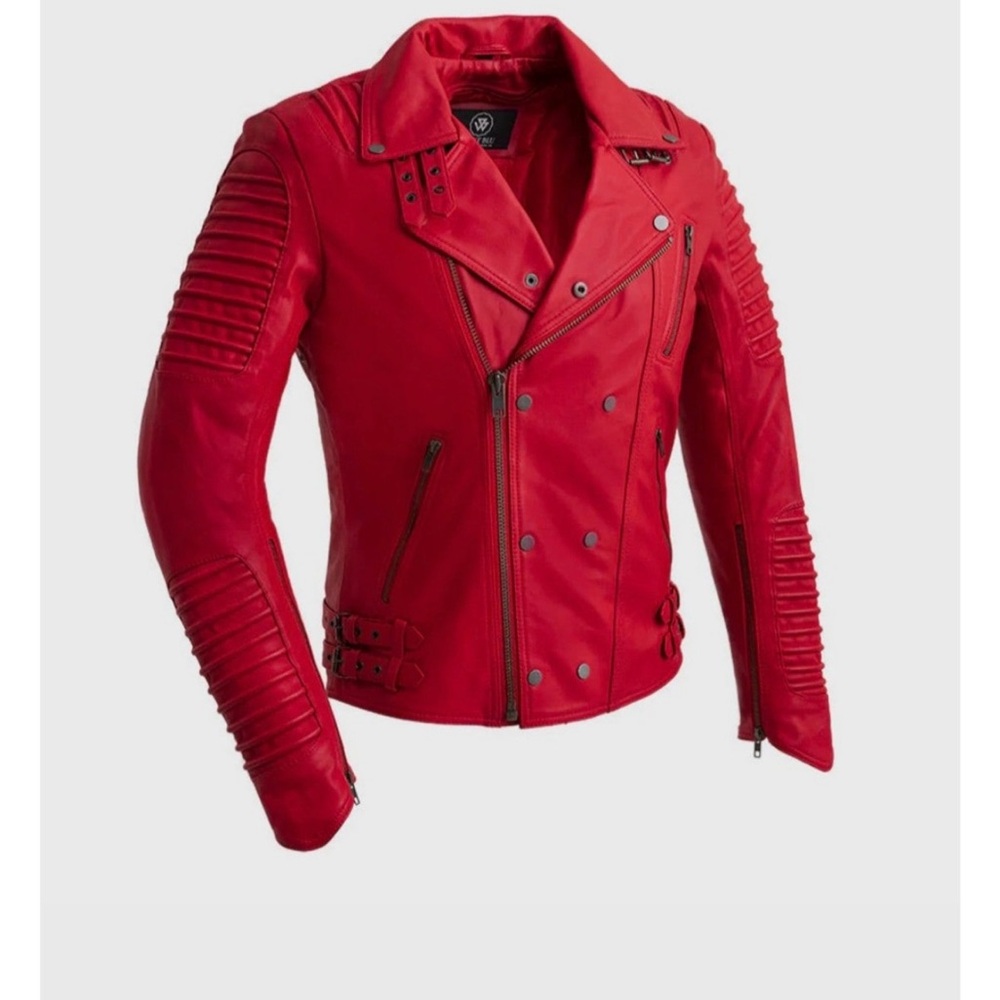 Red Leather Biker Jacket